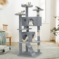 thumbnail image 4 of MoNiBloom 54.5" Multi-Level Cat Tree Condo Cat Tower with Scratching Posts & Plush Perch, Light Gray, 4 of 11