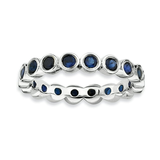 Sterling Silver Stackable Expressions Created Sapphire Ring Size 7