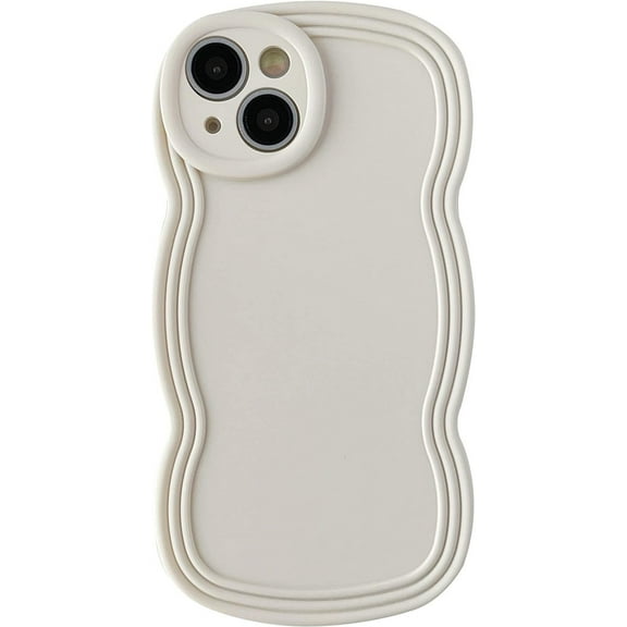 Curly Wave Frame Solid Color Soft Compatible with iPhone Case (White,iPhone 13 Pro)