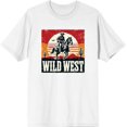 thumbnail image 3 of Wild West Cowboy Sunset Ride Adult White Crew Neck Short Sleeve Tee-Medium, 3 of 4