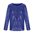 thumbnail image 4 of UACY Girls Sequins Shirt Long Sleeve Crew Neck Plain Sparkle Tops Kids Toddler School Casual Soft T Shirt Pullover Clothes (Blue, 14-15 Years), 4 of 5