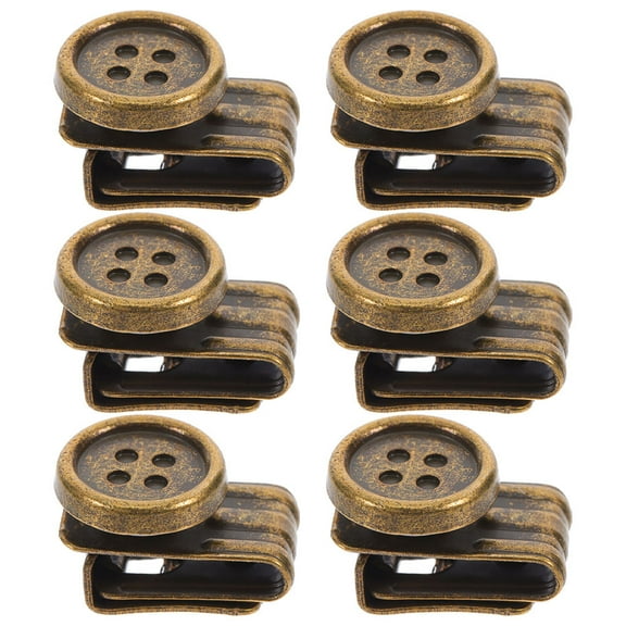 MLINS 6pcs Bronze Suspender Buttons Movable No Sew Button End Brace Clips Metal Clip on Buttons for Pants Suspenders Hats Jeans