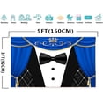 thumbnail image 2 of Black Tuxedo Backdrop for Father's Day Decorations Crown Gentleman Photography Background MEETSIOY Blue Curtain Photo Backdrop Gentleman Birthday Party Supplies 5x3ft, 2 of 3