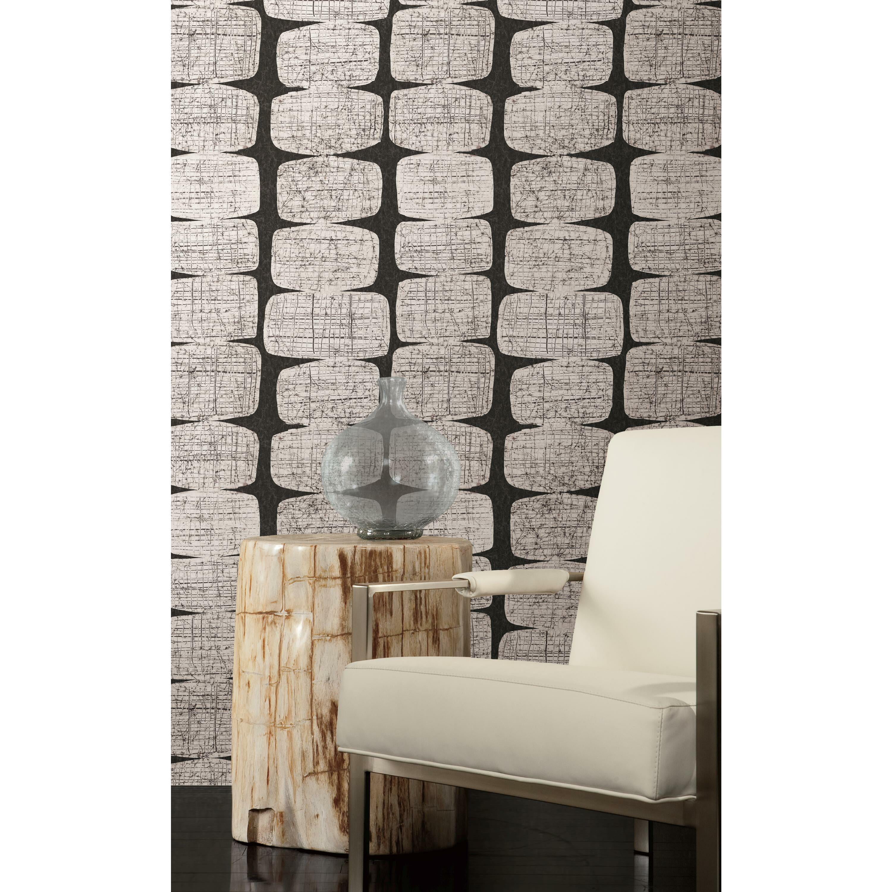 RoomMates Mid-Century Beads Gray Abstract Peel and Stick Wallpaper