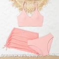 thumbnail image 2 of TOWED22 Girls 3 Piece Bathing Suit Summer Swimsuit UPF Bikini Set with Rash Guard Top and Cover Up Pants Pink,10-11 Y, 2 of 6