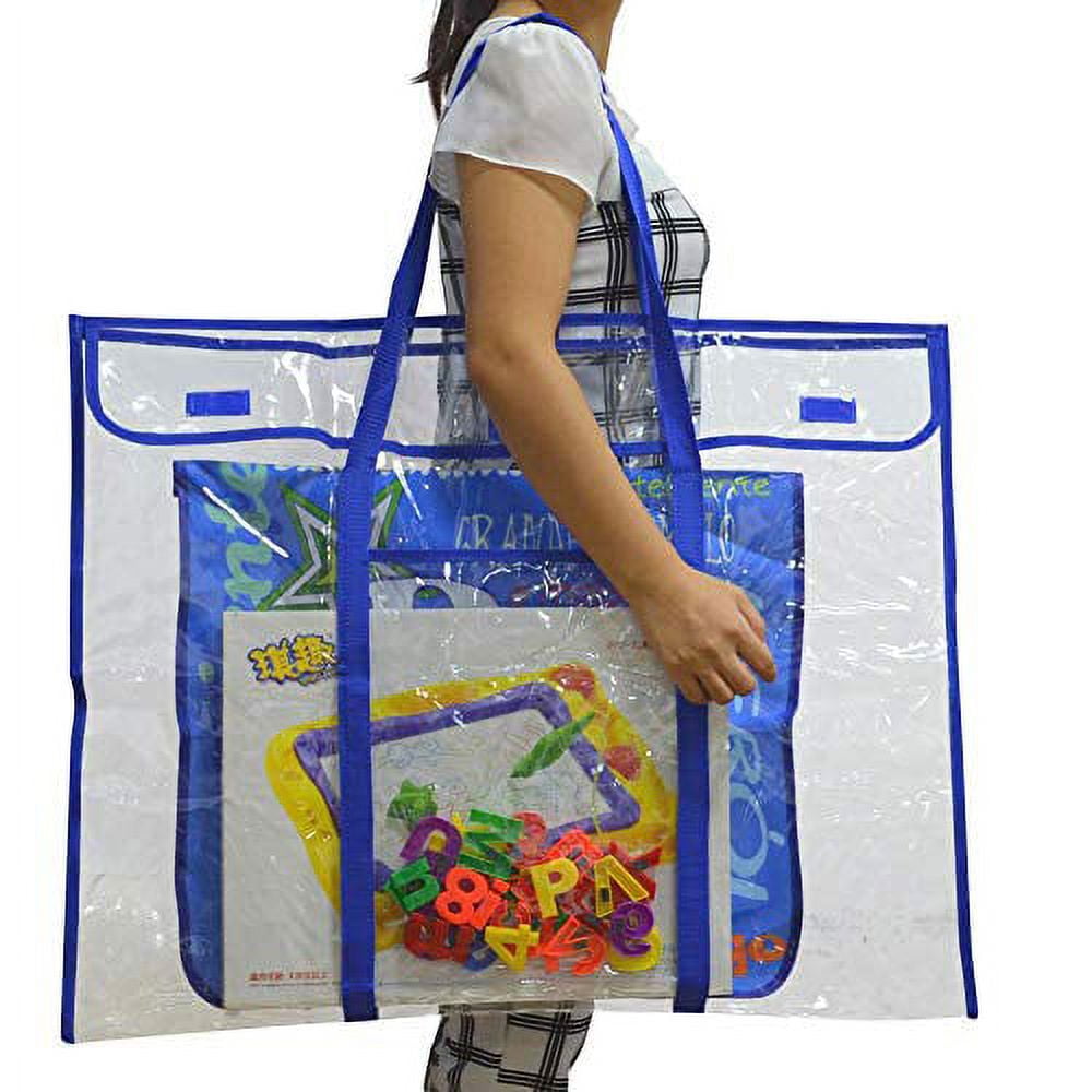 DAKX Bulletin Board Poster Storage Bag, Art Portfolio Container for  Teachers Classroom Organization, Clear/Blue, 30