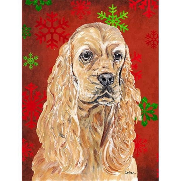 Cocker Spaniel Red Snowflake Christmas Flag Garden Size