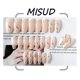 thumbnail image 4 of Uñas postizas extra largas tipo ataúd, uñas postizas de bailarina, 24 uñas postizas con ondas doradas, uñas acrílicas brillantes de cobertura completa para mujeres y niñas. Nota: Sin pegamento., 4 of 5