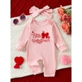 thumbnail image 3 of Bellafa Infant Baby Girl Valentines Jumpsuit My First Valentine's Day Onesie Romper Bodysuit 2-Pieces Newborn Spring Clothes,1-Pack, 3 of 3