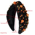 thumbnail image 3 of Halloween Headband for Women, Crystal Pearl Knotted Hairband, Beaded Jeweled Embellished Wide Top Knot Headband, Halloween Accessories Costume Party Favors, 3 of 4