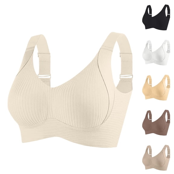 Adjustable Sports Bra for Women 2026 Straps High Impact Supportive Bras Lightweight Seamless Wireless Yoga Bras 04# Khaki 40
