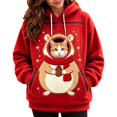 thumbnail image 2 of BOOMNY Christmas Pet Pouch Hoodie for Women Cute Animal Graphic Cat Dog Hoodies for Women Kangaroo Pocket Warm Winter Animal Holder, 2 of 4