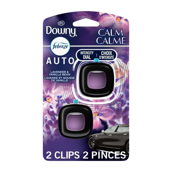 Febreze Car Air Freshener, Odor-Fighting Automotive Vent Clip, Downy Calm Scent, 2 Count