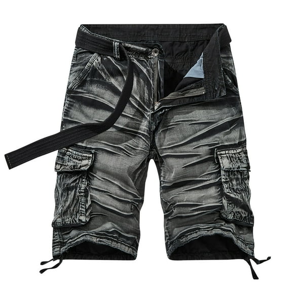 Bcfgryg Men's Loose Multi Pocket Casual Fashion Personality Cargo Shorts Khaki Shorts Men Black 30