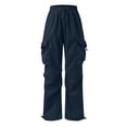 thumbnail image 4 of Caqnni Men's Parachute Cargo Pants Baggy Casual Harem Sweatpants Loose Fit Joggers Drawstring Trousers with Pockets (Dark Blue,XL), 4 of 7