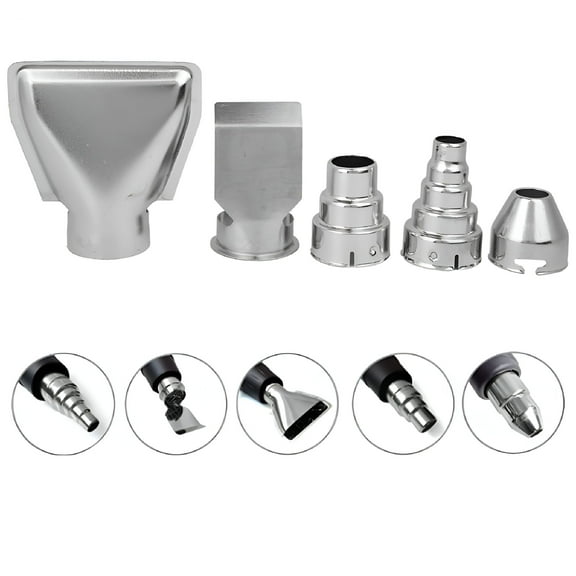 HIBIBUD 5pcs/set Stainless Steel Hot Air Gun Nozzles Heat Blower Accessories