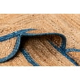 thumbnail image 3 of 6 x 6 Feet Square ( 180 cm x 180 cm ) Natural Jute with Blue Scalloped Area Rugs , Home Decor Rugs, 3 of 4