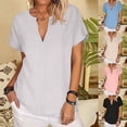 thumbnail image 3 of Pedymaquem Women Summer V Neck T-Shirt Blouse Ladies Short Sleeve Casual Basics Tunic Tops, 3 of 20