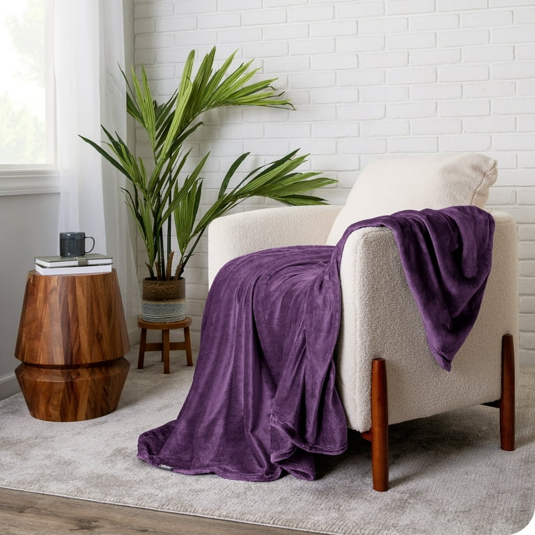 Plum fleece throw sale