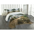 thumbnail image 3 of Ambesonne Travel Quilted Bedspread Set 3 Pcs, Mayan Town with Palms, King Size, Multicolor, 3 of 5