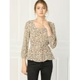 thumbnail image 3 of Unique Bargains Blouse à Manches Longues à Encolure Carrée à Fleurs pour Femmes, 3 of 6
