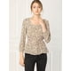 thumbnail image 3 of Blusa de Cintura con Cinturón Y Estampado floral Allegra K Beige L, 3 of 6