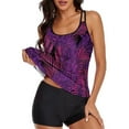 thumbnail image 3 of Flowy Tankini Bathing Suits For Women Tummy Control Swimsuits Two Piece Swimwear Tank Top With Boyshorts, 3 of 6
