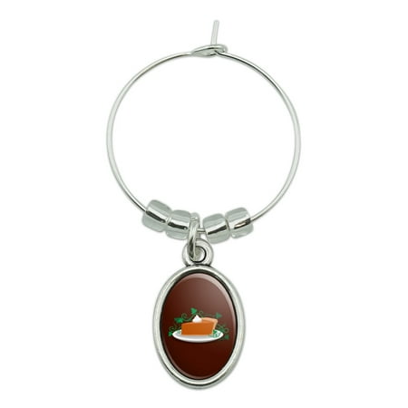 

Pumpkin Pie Wine Glass Oval Charm Drink Marker