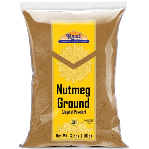 Rani Nutmeg (Jaiphul) Ground Powder Spice 3.5oz (100g) ~ Perfect for Baking, Cooking, Smothies, Lattes & Dessert, All Natural | Vegan | Gluten Friendly | NON-GMO | Kosher | Indian Origin
