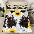 thumbnail image 2 of Rustic Cowhide Sheet Set Queen,Sunflower Cow Print Bed Sheet Teens Adult,Farmhouse Highland Cow Bedding Set,Farmhouse Animal Floral Fitted Sheet + Flat Sheet + 2 Pillowcases, 2 of 6