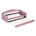 thumbnail image 6 of Twin Size Tufted Upholstered Daybed with Trundle ,Velvet Sofabed with USB&Type-C Charging Ports,No Box-spring Needed, Pink, 6 of 15