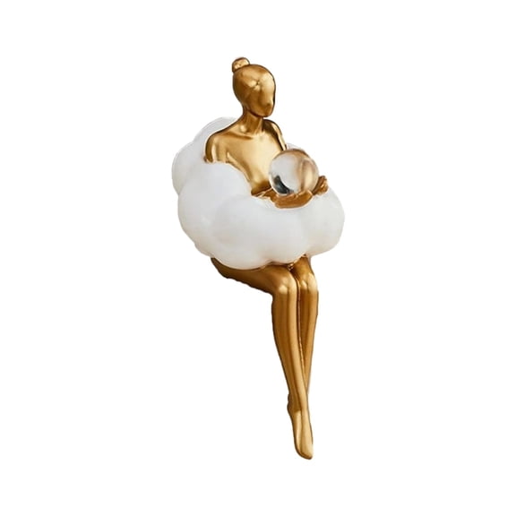 Lilixerw 6.3 Inch Handcrafted Thinking Women Ornament,Abstract Gold Women Resin Figurine Ornament,Modern Desktop Decor Sculpture for Living Room,Office Home Art Statue Ornament