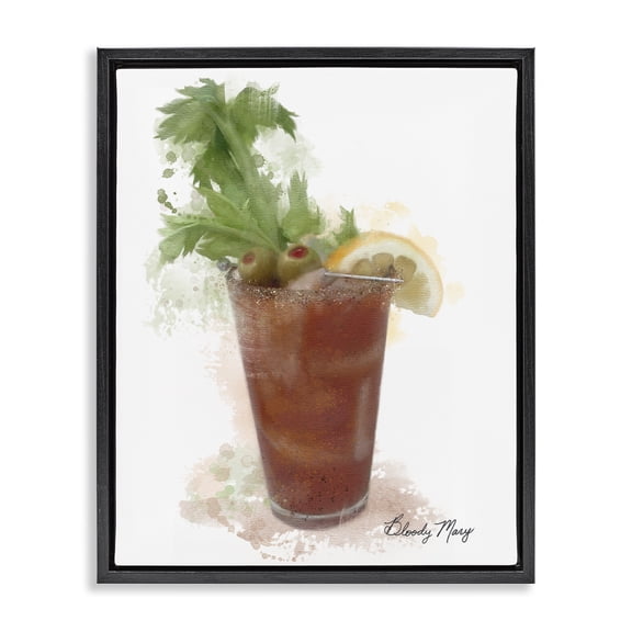 Stupell Industries Modern Bloody Mary Food & Beverage Painting Black Floater Framed Canvas Art Print Wall Art, 17 x 21