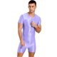thumbnail image 4 of Traje de baño para hombre, mono de manga corta con cremallera, traje de baño de una pieza, traje de baño elástico brillante con cuello redondo, traje de culturismo para natación, 4 of 5