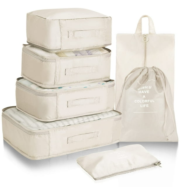 Mistaha Ensemble de Rangement de Voyage en Sergé 290T, Valise à Sept Pièces, classification des Vêtements, Tri et Rangement, Rangement 7 Pcs