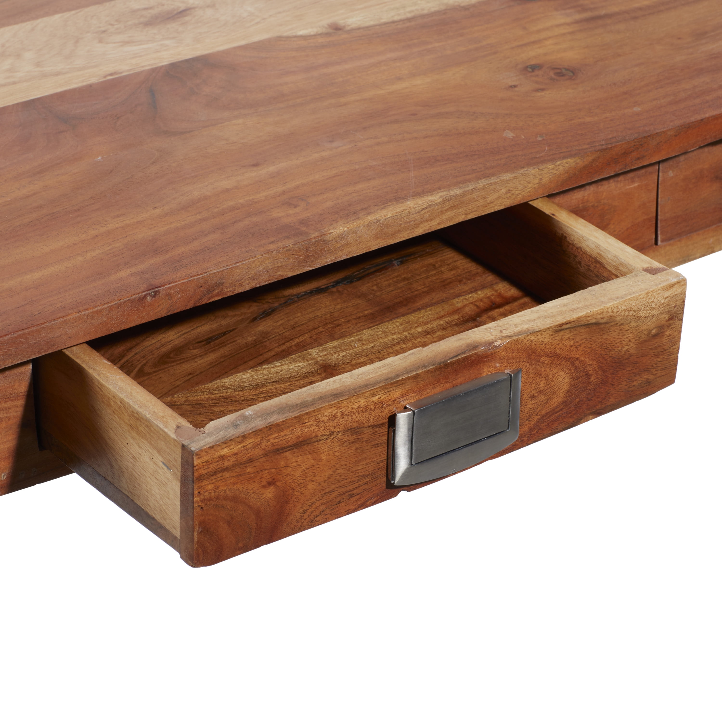 DecMode 45" x 29" Brown Wood 2 Drawers Console Table with Silver Pull Handles, 1-Piece