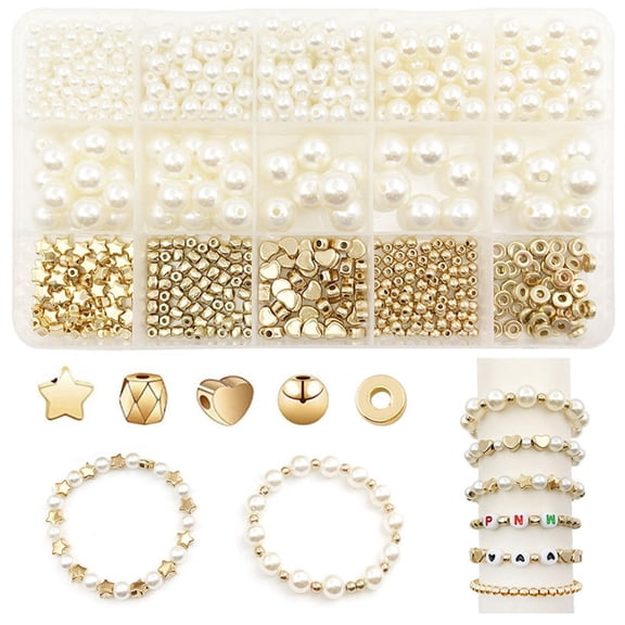 Necvior Pearls Beads 720 pieces pearl set five-pointed for DIY Bracelet Jewelry Craft DIY Half Pearl Bead Necklaces Earrings