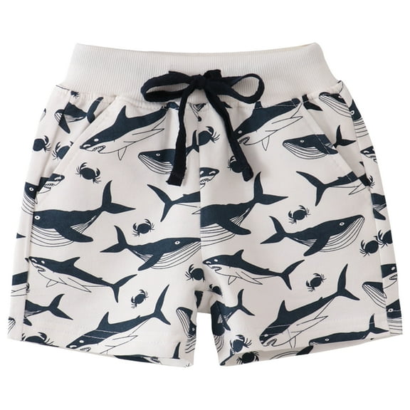 WIBACKER Toddler Baby Boys Cotton Shorts with Drawstring Summer Shorts Little Boys Clothes Shark Sport Shorts