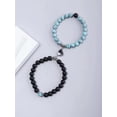 thumbnail image 2 of EOEMY 2Pcs Turquoise And Black Stone Magnetic Couple Beaded Bracelet Women Bracelet-Default, 2 of 4