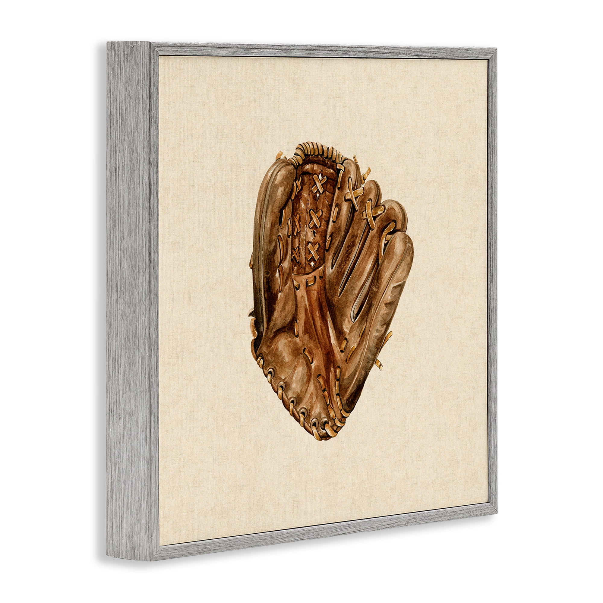 Stupell Industries All Star Baseball Glove Gray Framed Giclee Art, design by Bethany Sandoval