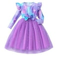 thumbnail image 2 of Bellafa Little Girls Ruffle Long Sleeve Tulle Dresses Toddler Kids Bowknot Mermaid Xmas Wedding Birthday Party Sparkle Tutu Dress 1-6 Years, 2 of 10