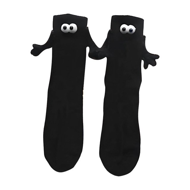 Calcetines casuales para correr, regalos divertidos, calcetines de pareja con succión magnética 3D negro