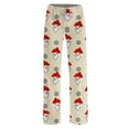 thumbnail image 5 of Lumtrix Womens Christmas Pajama Pants Oversized Funny Snowman Print Soft Drawstring Elastic Waist Pj Pants Khaki S, 5 of 6