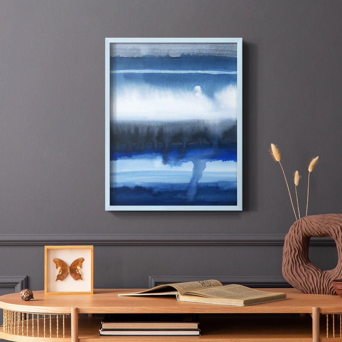 Deep Blue Shore I Framed Print in Blue Solid Wood Framed Print No Nail Hanging