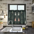 thumbnail image 4 of Yayeee Kitchen Curtains Tier Pair Light Filtering 27"x24" Rod Pocket Short Cafe Window Panel, Green Christmas Trees, 4 of 7