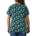 thumbnail image 4 of DARING DIVA Women's Plus Floral  Loose Casual Basic Blouse 3X Blue, 4 of 6