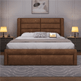 thumbnail image 3 of Renwick Upholstered Platform Queen Bed with Drawers, Amber Brown, 3 of 11
