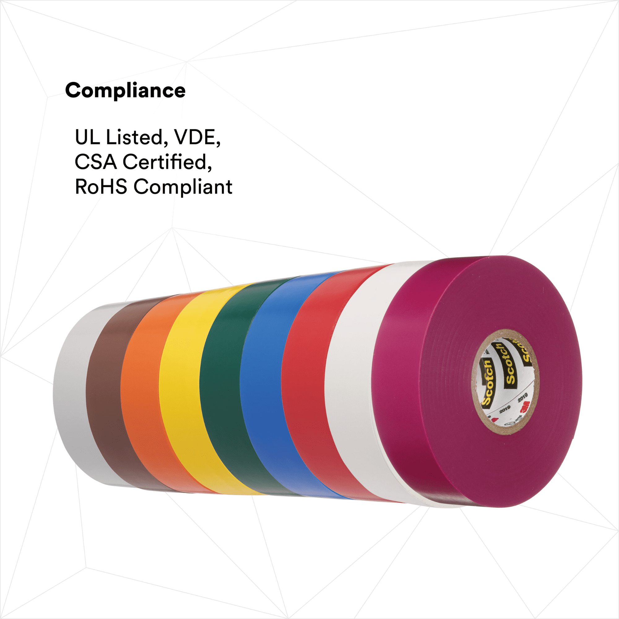 3M Scotch 35 Electrical Tape Rainbow Packs: 1/2 in. x 20 ft. 9-pack