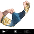 thumbnail image 2 of Xecao's Moonlit Golden Tree Peacock print Arm Sleeves offer cooling UV protection and sports compression for both men and women., 2 of 7