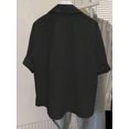 thumbnail image 2 of Blusa Casual De Manga Corta Negro Con Botones Para Mujer, 2 of 30